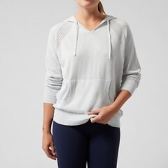 Athleta Sweaters - Athleta Evergreen Sweater Hoodie Size Medium Light Grey Heather